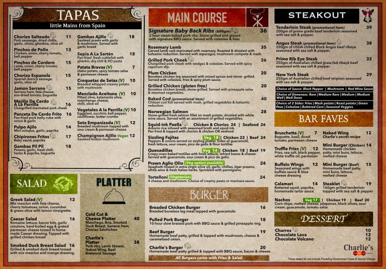 charlies bar and kitchen menu
